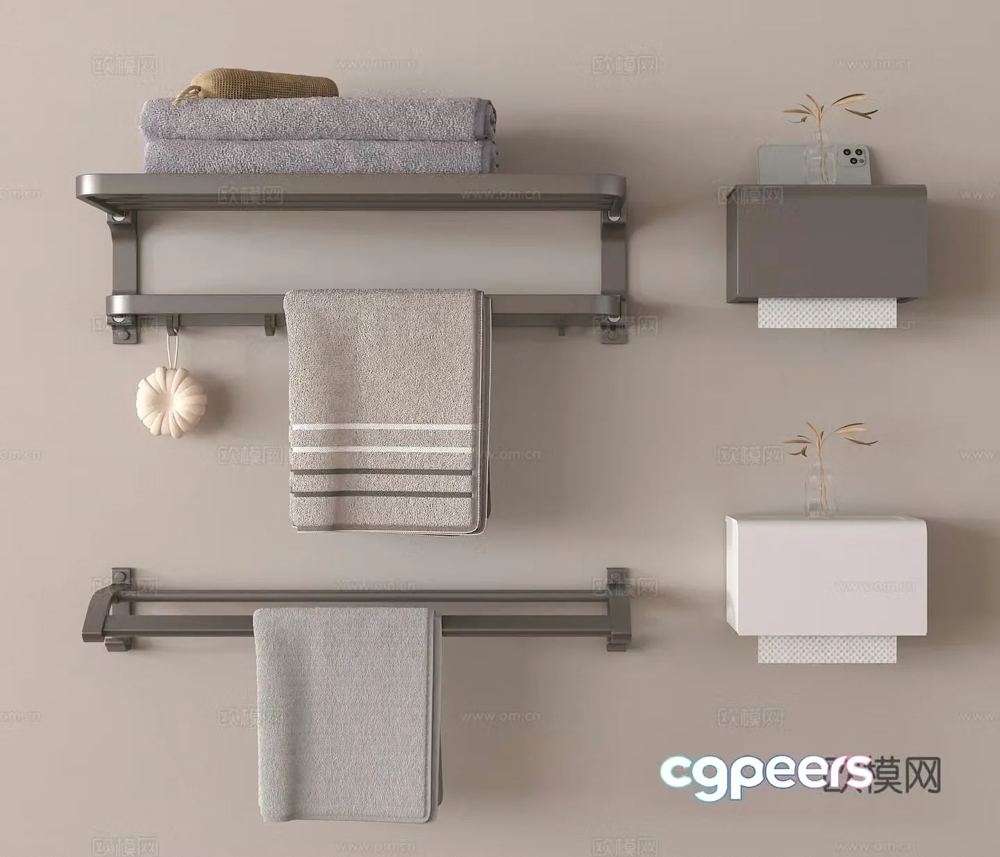 Towel rack wallpaper hanging box tissue box 3d model