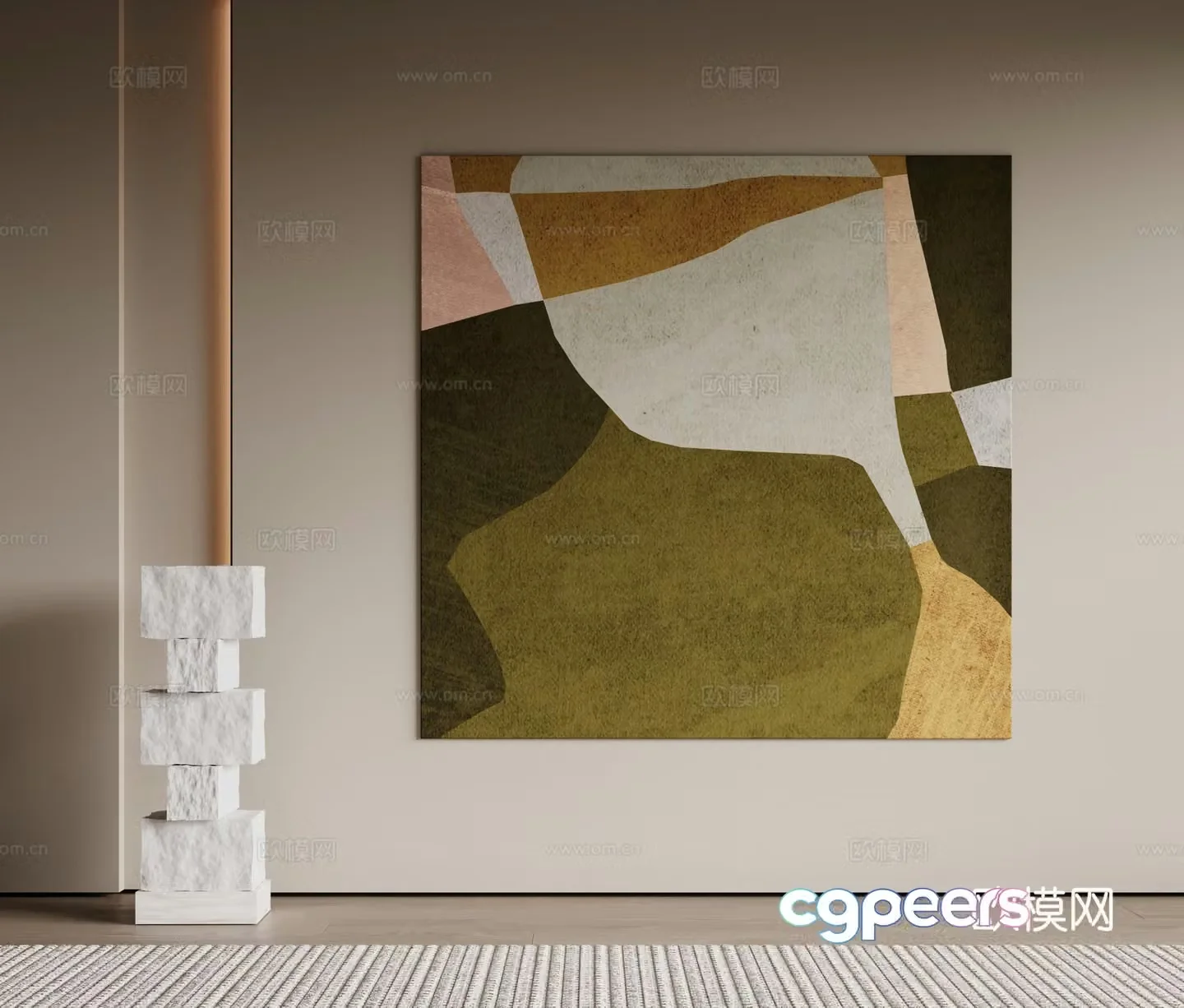 Modern minimalist decorative paintings Waviva medieval style hanging paintings cream style decoration paintings Italian style hanging paintings black and white 3D model