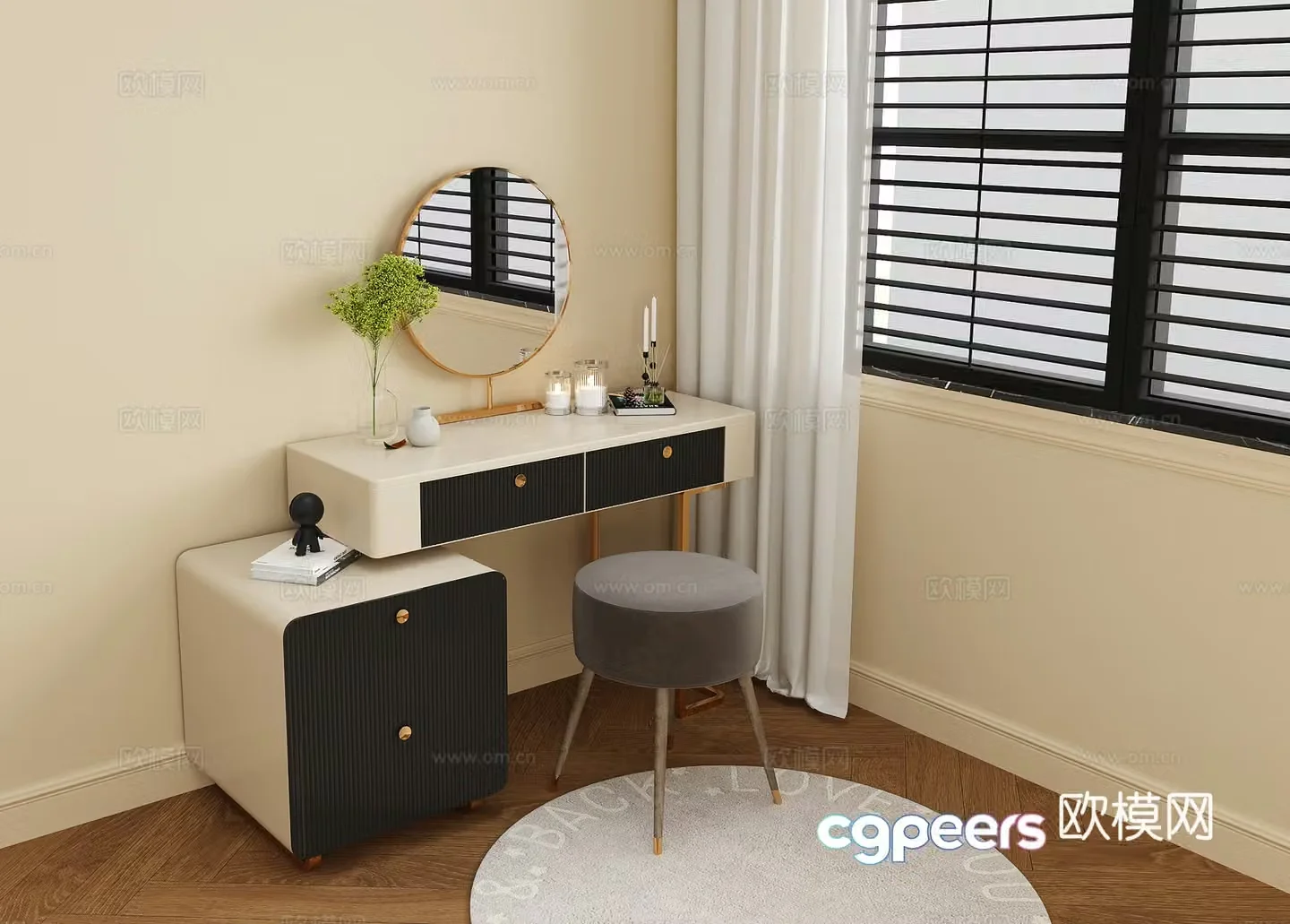Modern dressing table dressing stool 3d model