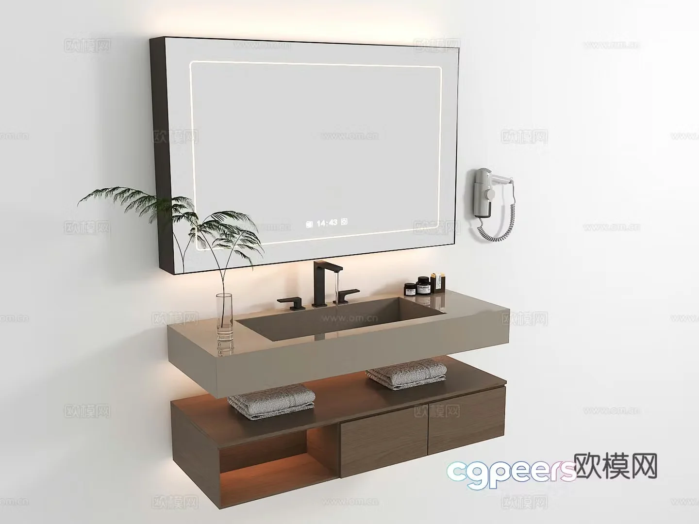 Hanging bathroom cabinet mirror cabinet 3D model