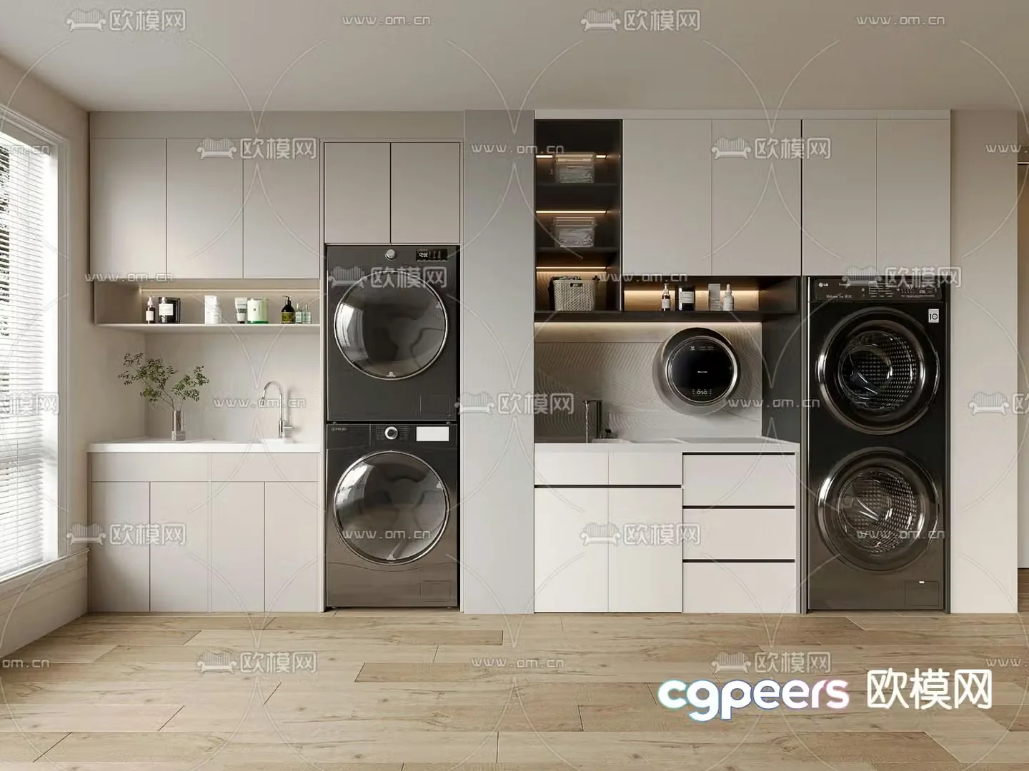 Balcony cabinet washing machine cabinet 3d model