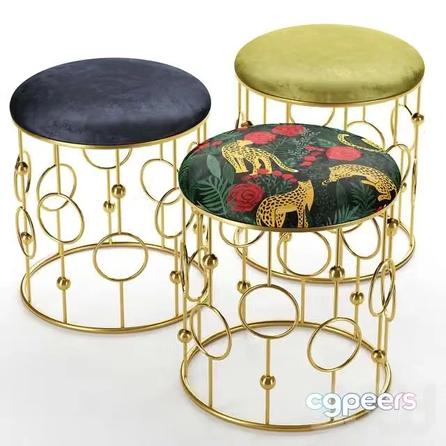 3ds Max Free – Pouf Loft concept Bright PUF Print golden ring