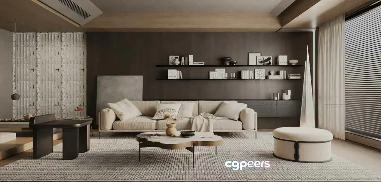 Modern Living Room 3D Model – 17343 – VRAY Render