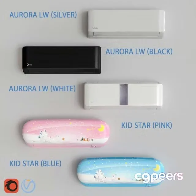 3ds Max Free – Air Conditioners Midea – Aurora and Kids Star