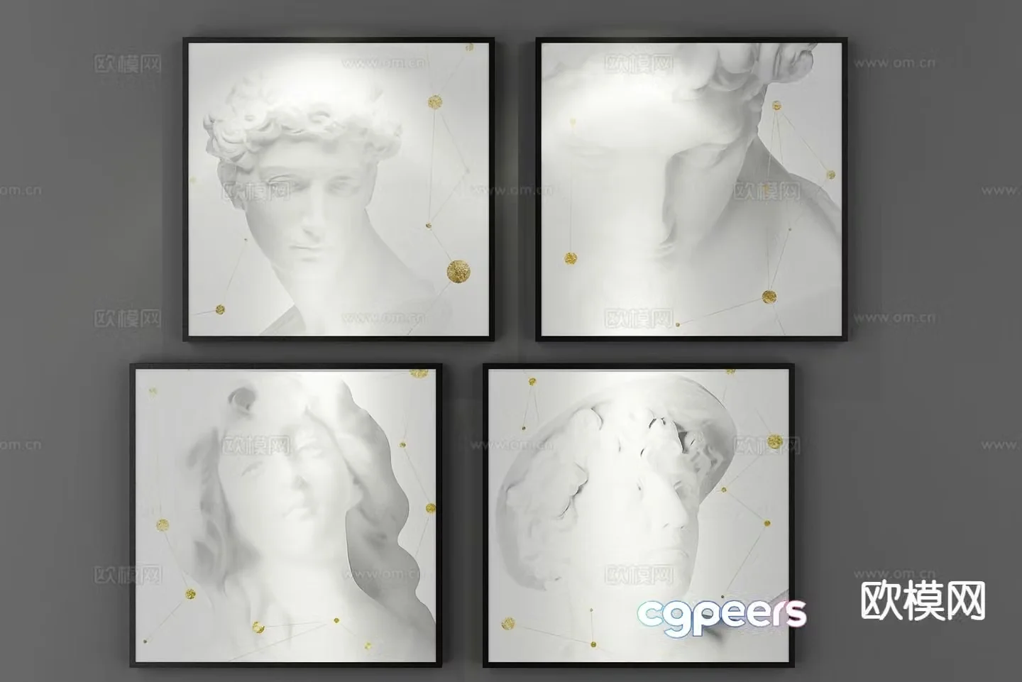 Modern decorative painting plaster painting 3d model