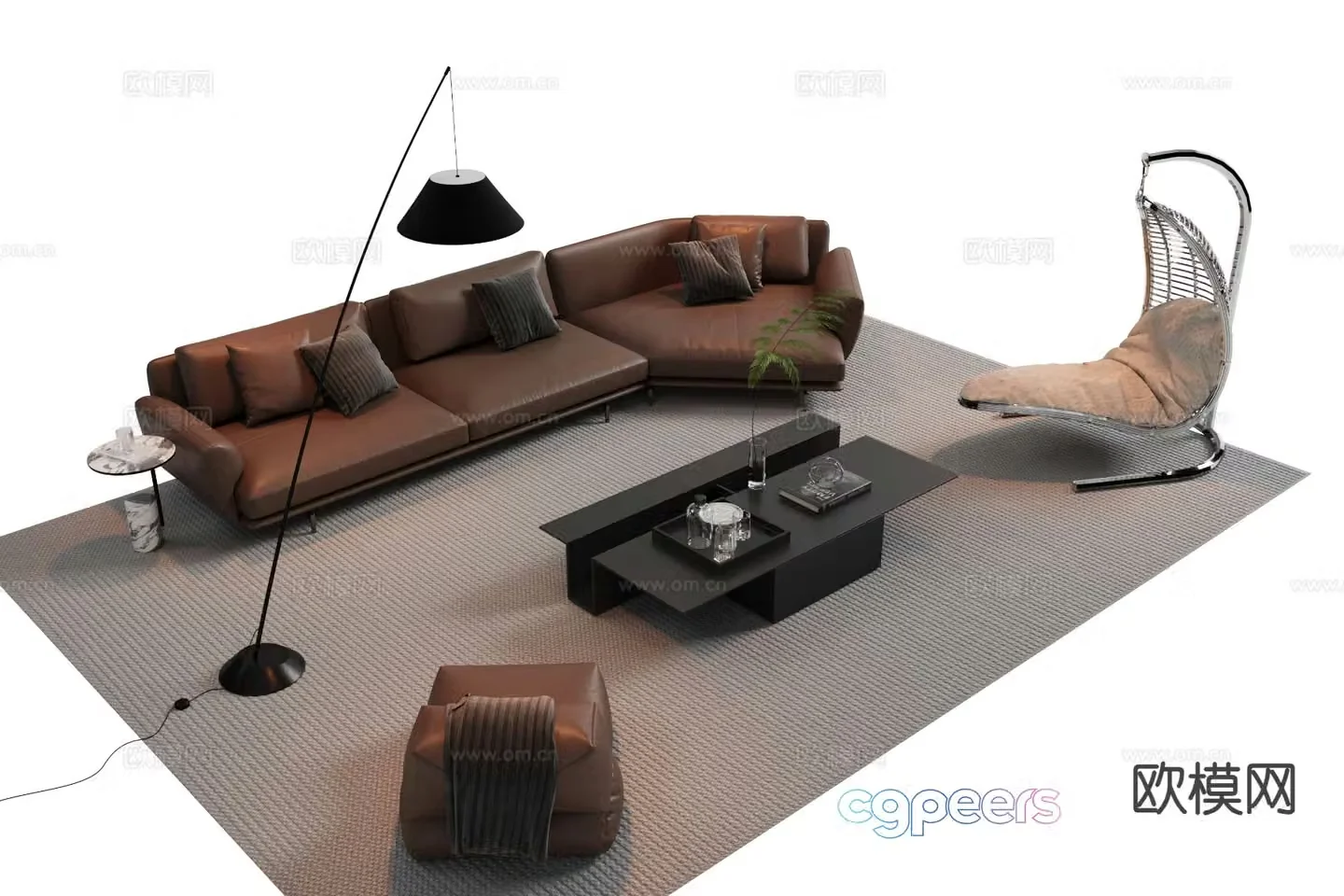 Italian sectional sofa 3d model