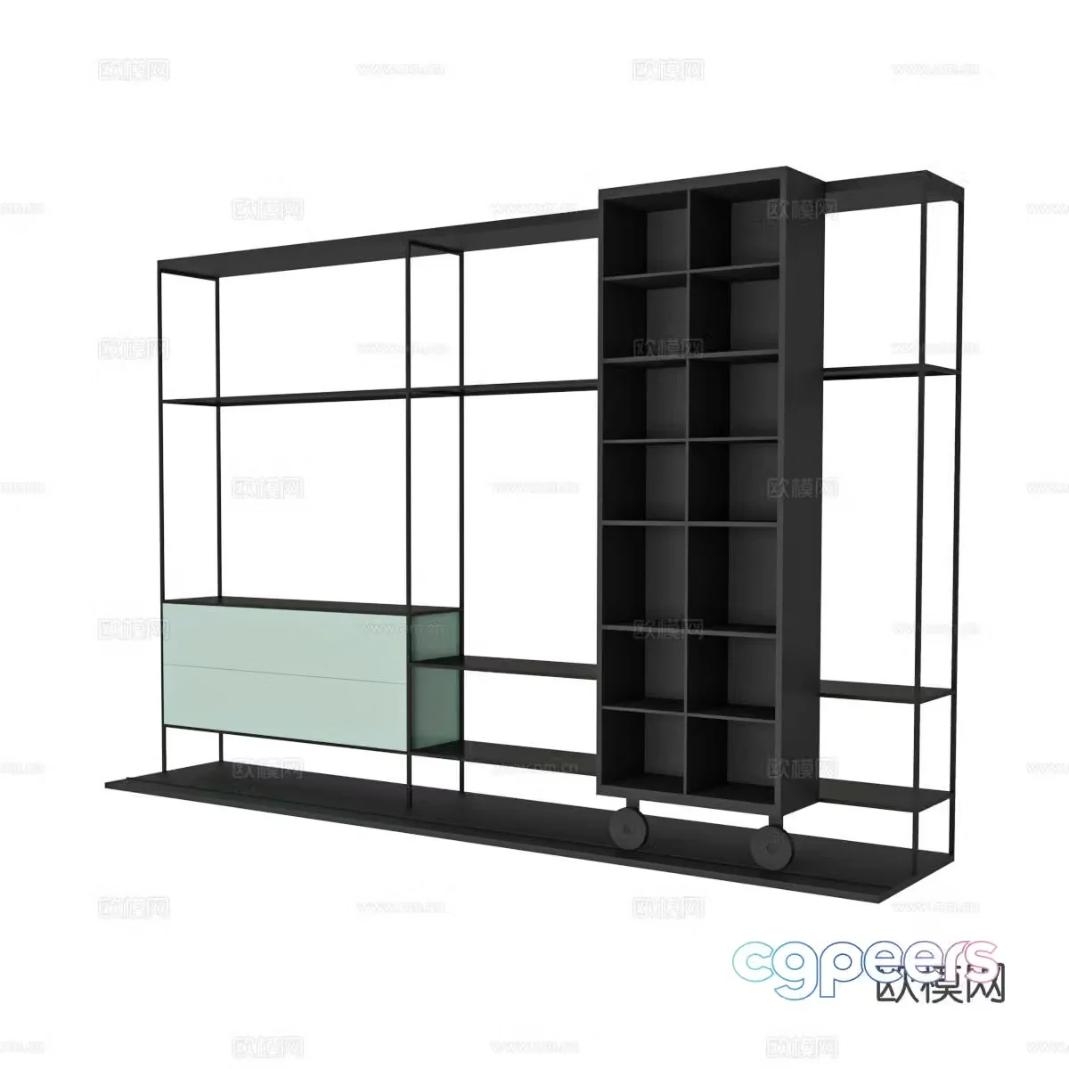 Modern bookcase bookshelf 3d model