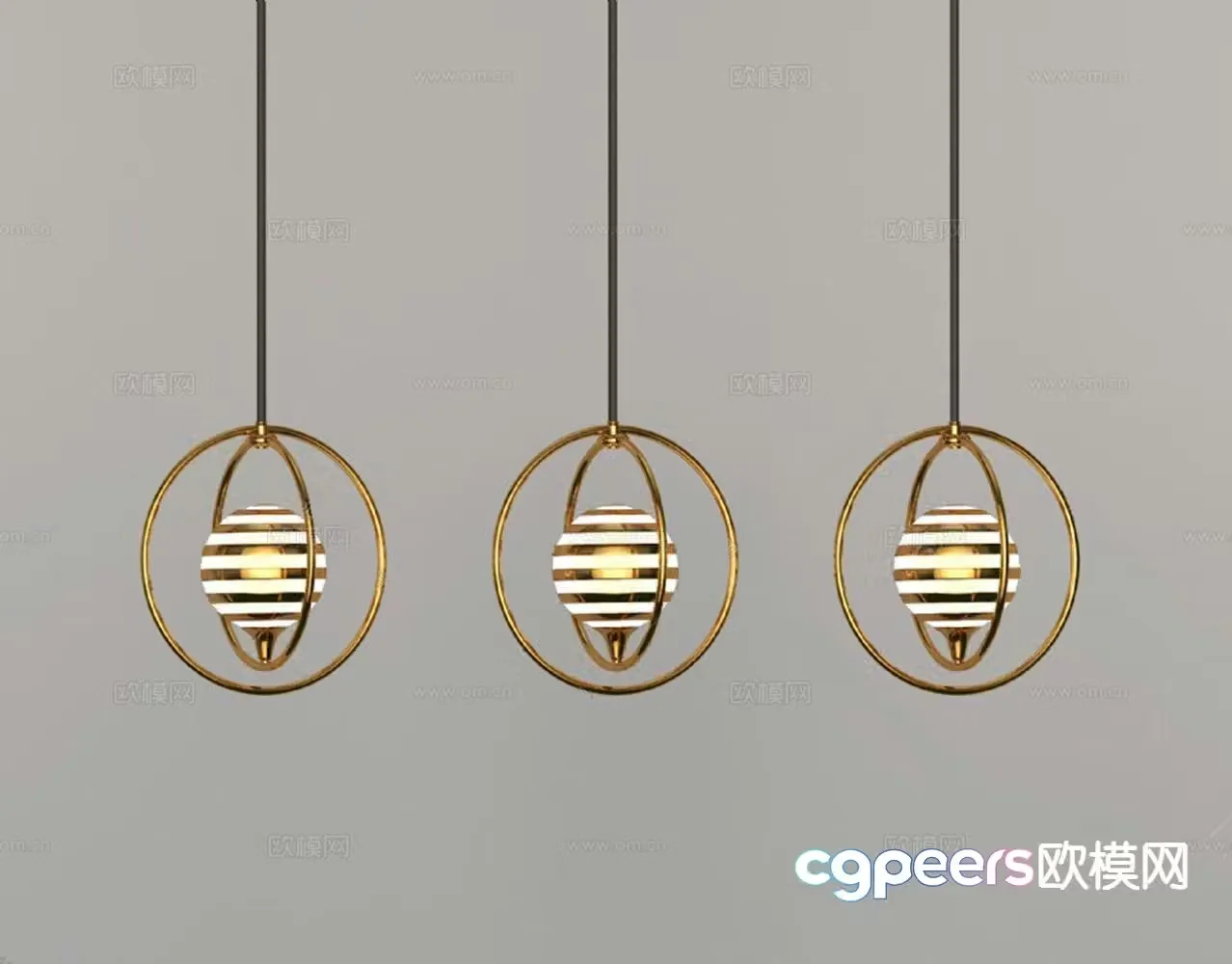 Modern metal chandelier 3d model
