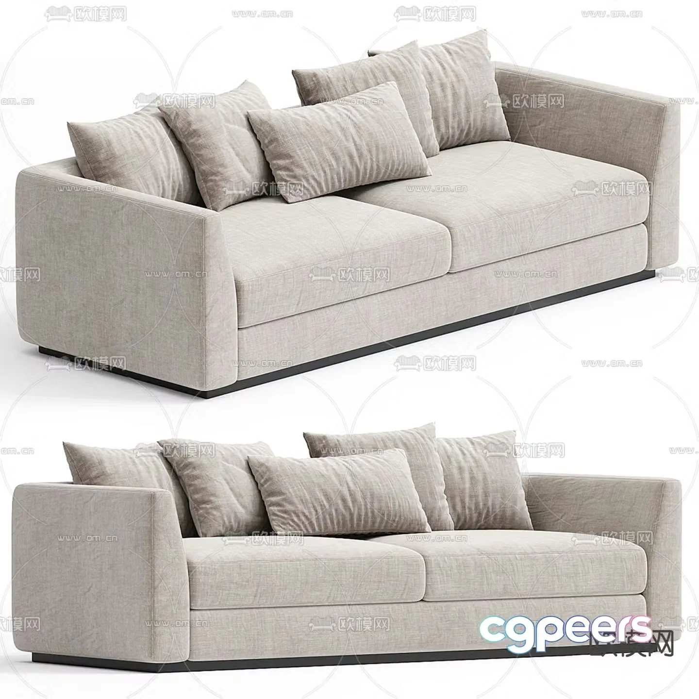 Double sofa upholstered sofa 3d model