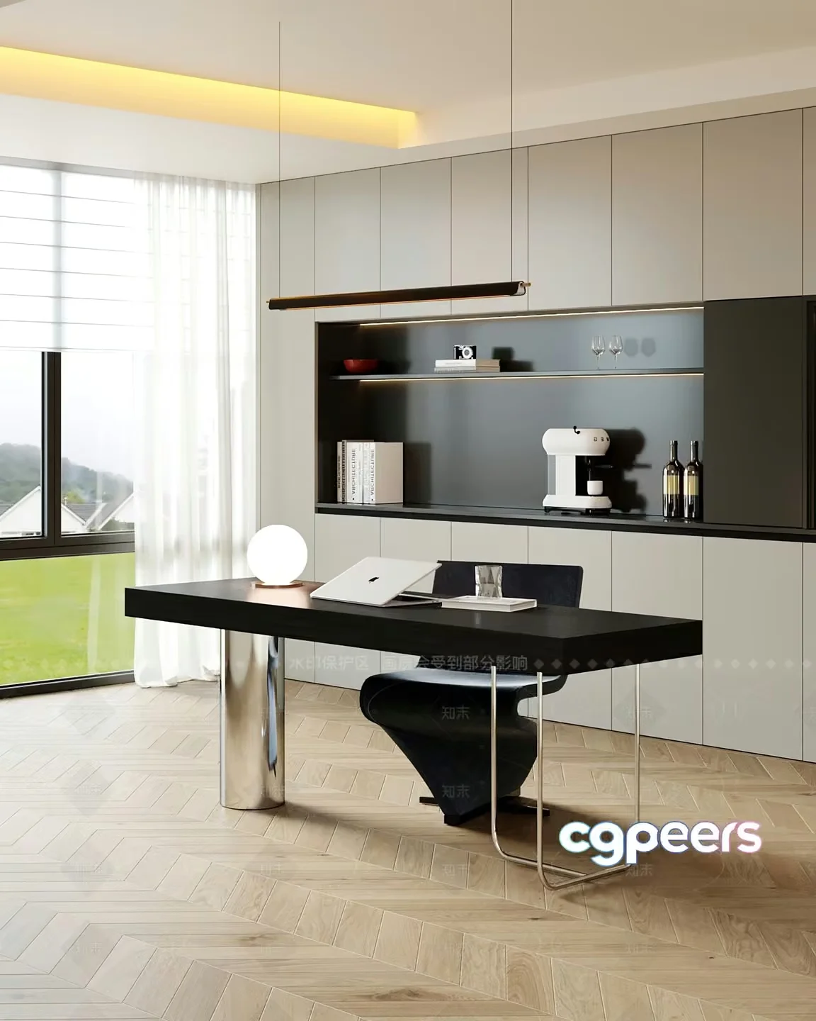 Modern Minimalist Office Space 3D Model – 11250 – VRAY Render
