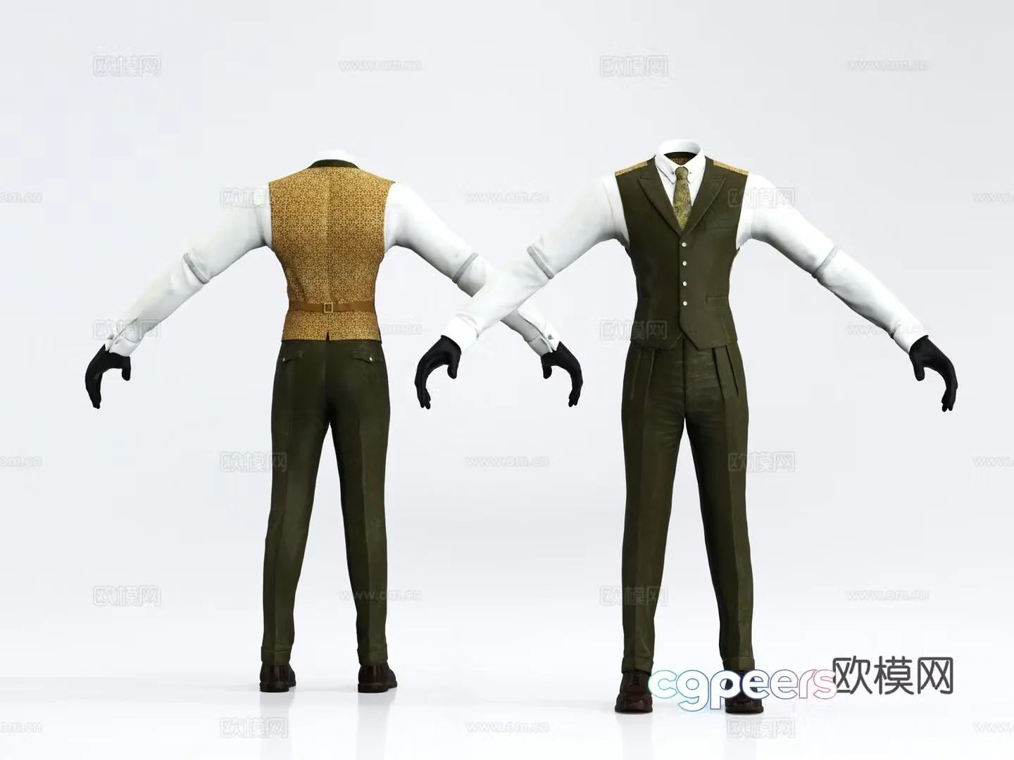 Modern clothes suit suit formal vest 3d model
