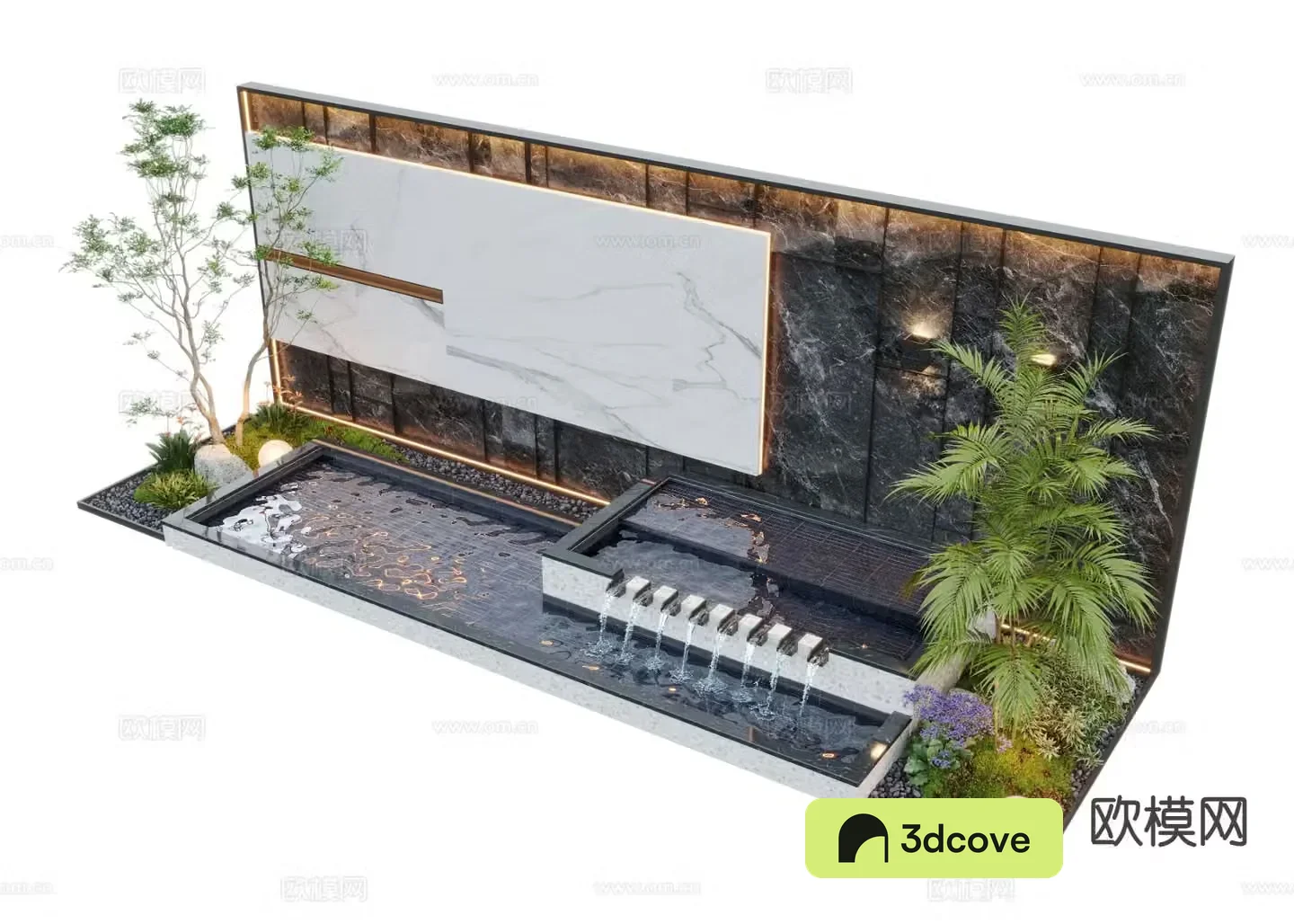 New Chinese style water feature wall courtyard water feature flowing water sketch