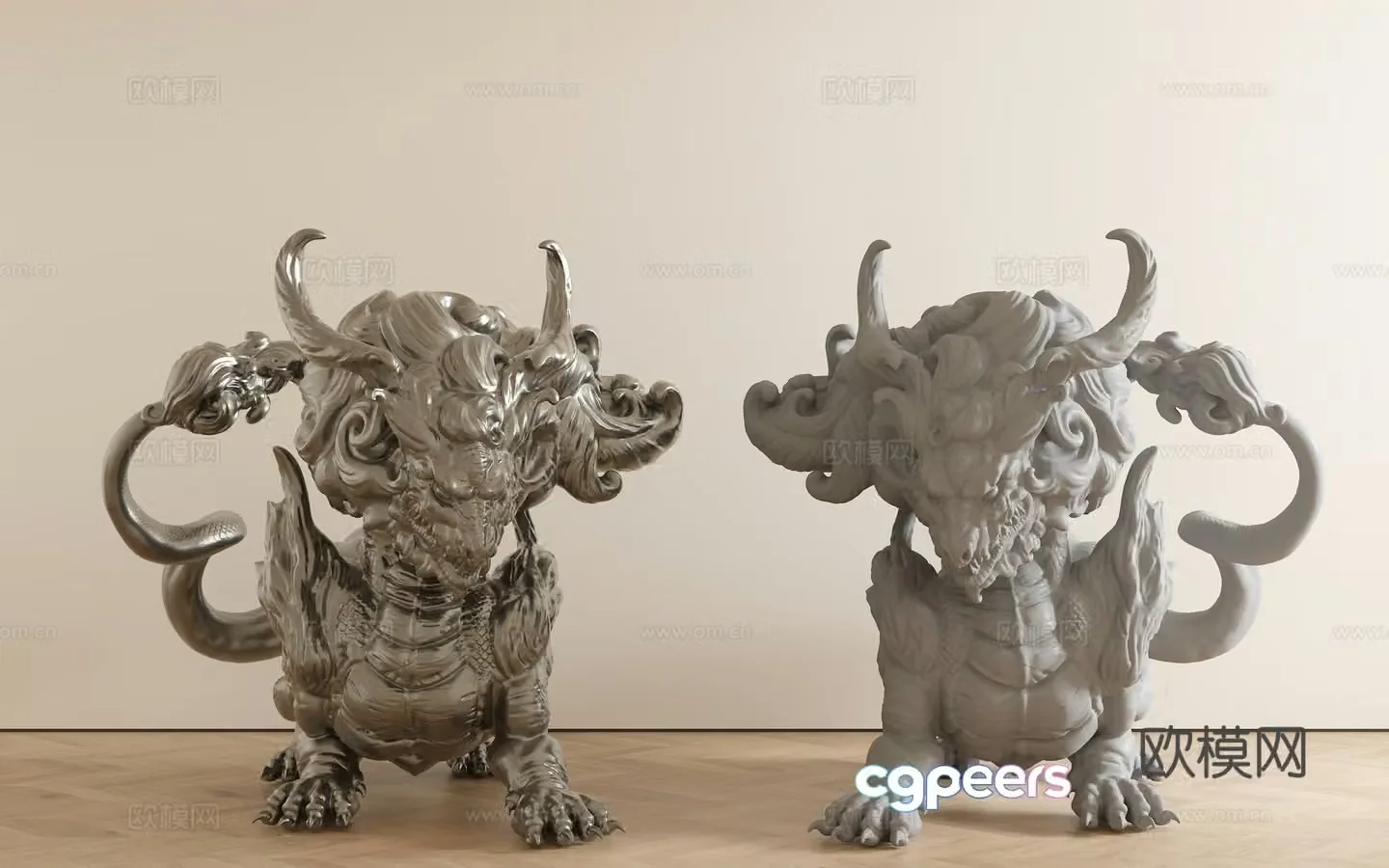 Chinese new Chinese sculpture Kirin stainless steel ornaments desktop ornaments stone ornaments 3D model