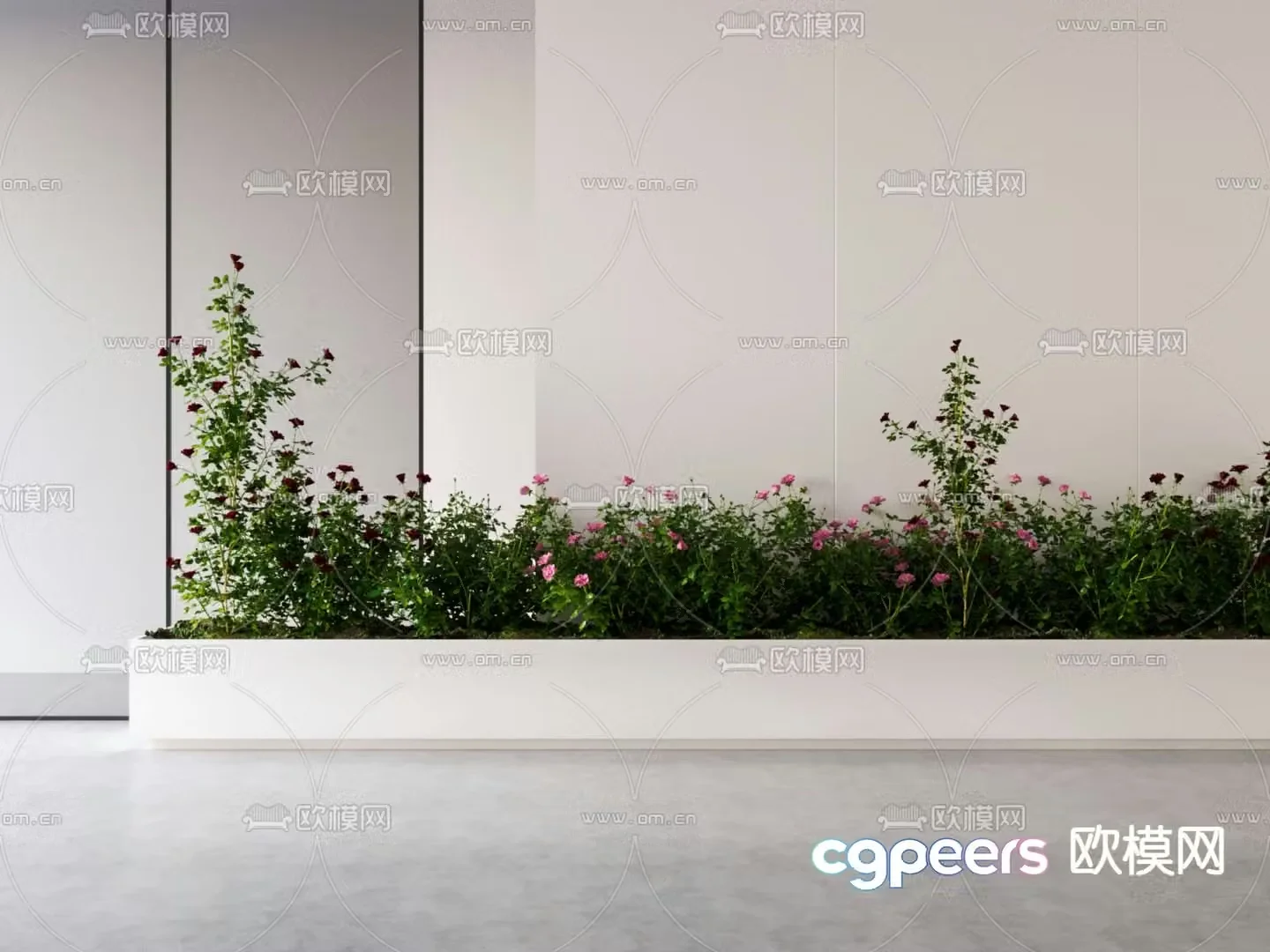Outdoor flower box flower bed flower slot plant pile 3d model