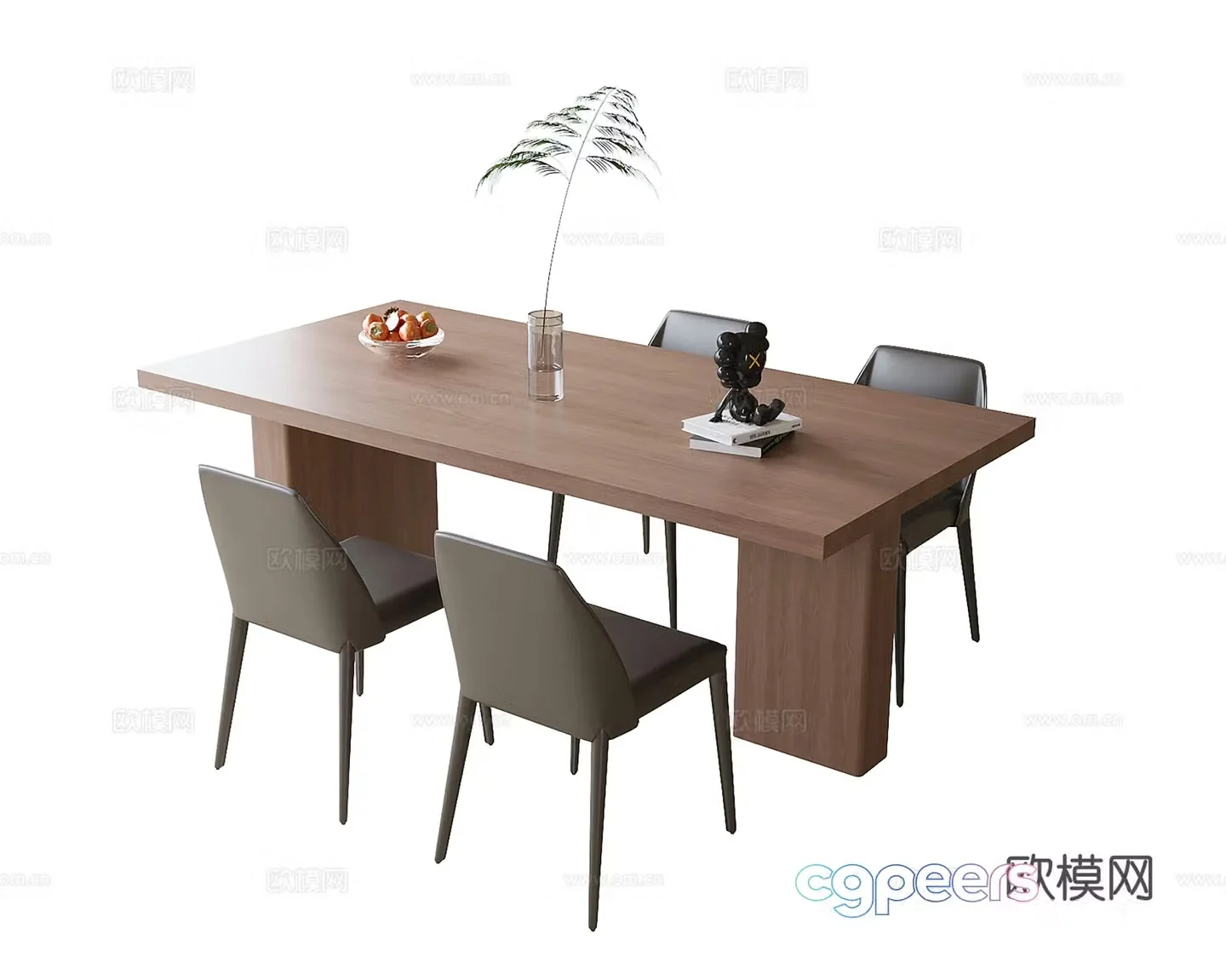 Bar dining table and chairs solid wood dining table 3d model