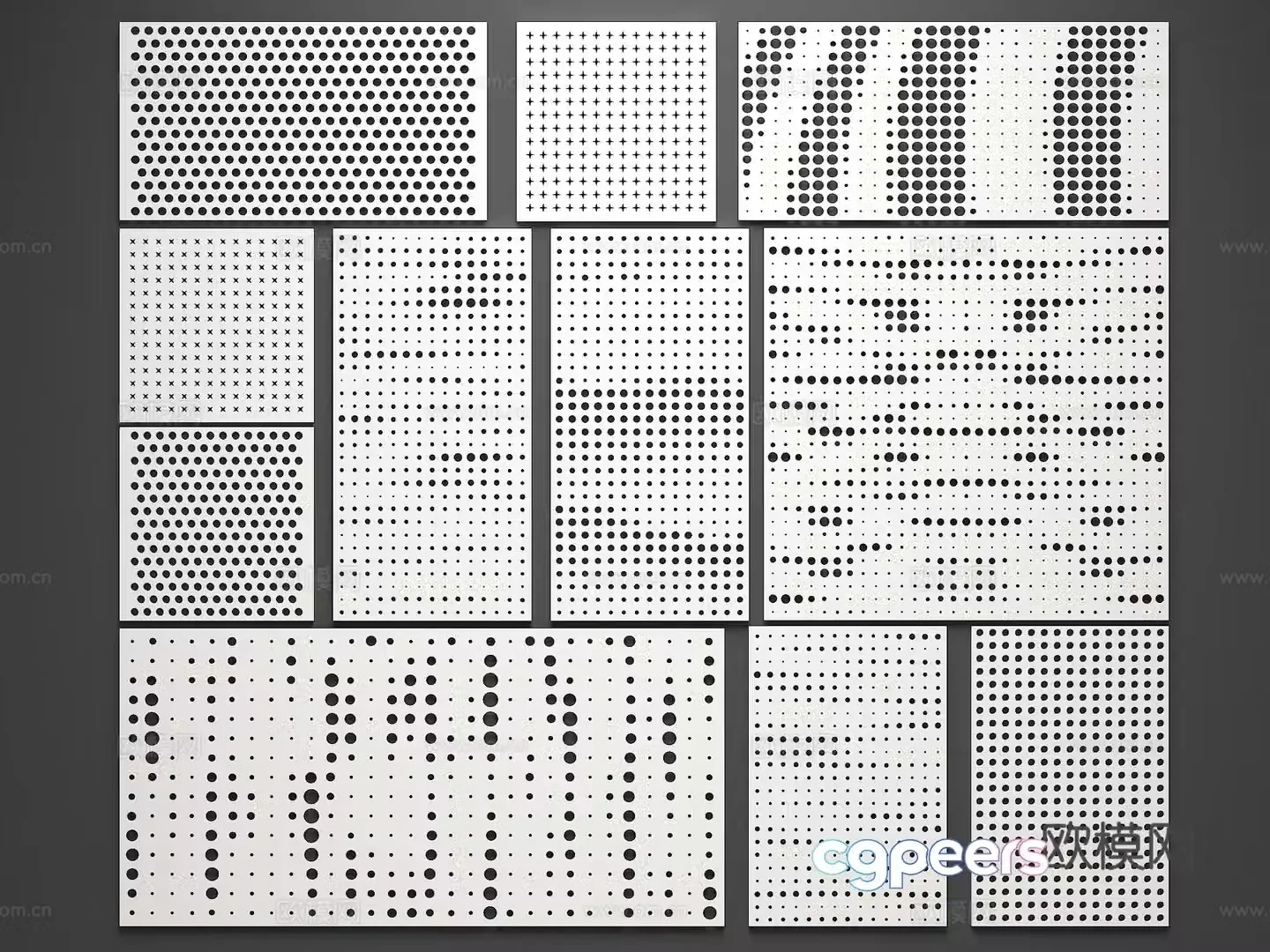 Modern perforated background wall Gradient orifice plate Gradient punching plate Perforated aluminum plate Gradient 3D model
