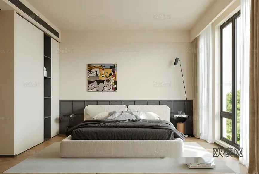 Cozy Modern Bedroom 3D Model – 3053 – CORONA Render