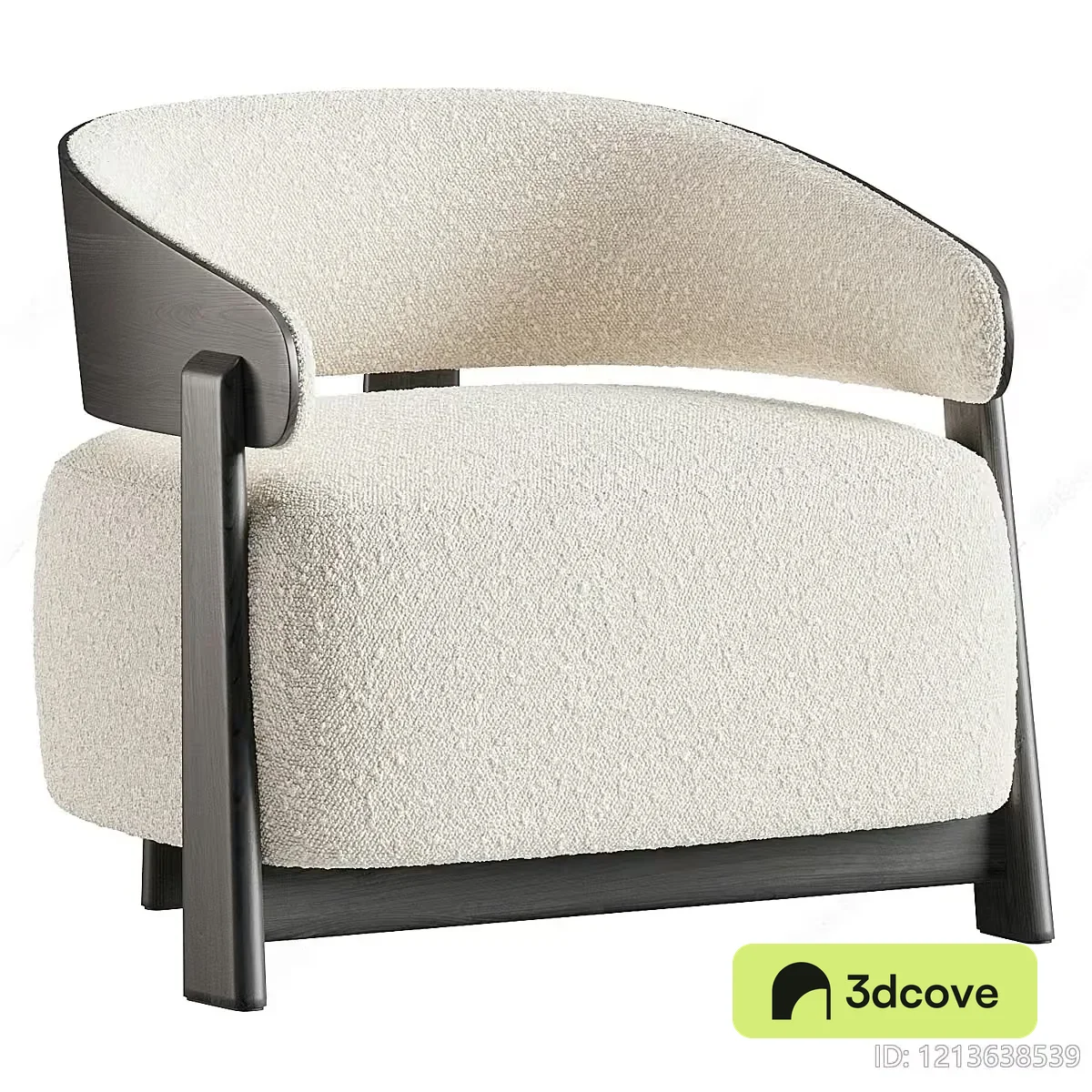Wooden Armchair With A White Seat