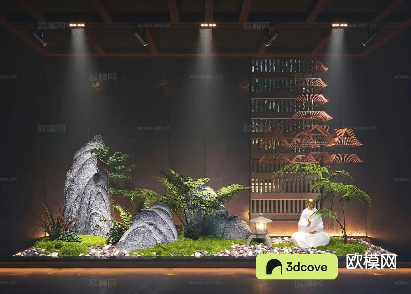 New Chinese style interior landscape moss sketch