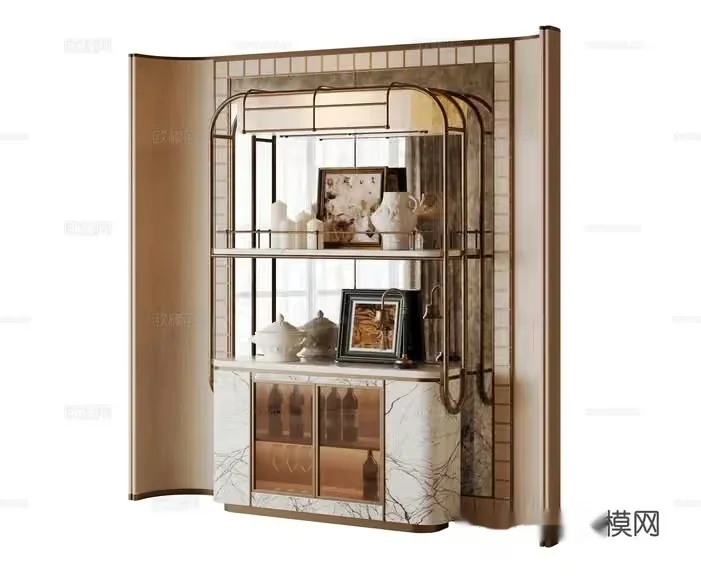 Modern Shelving Unit 3D Model – 15841 – CORONA Render