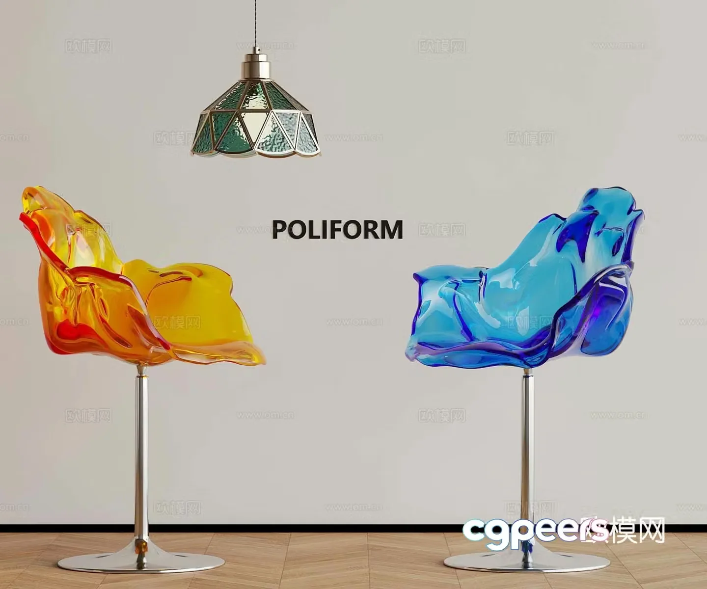 Acrylic bar stool leisure chair chandelier 3d model