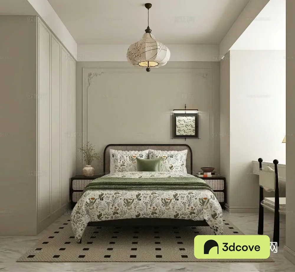 French simple bedroom second bedroom