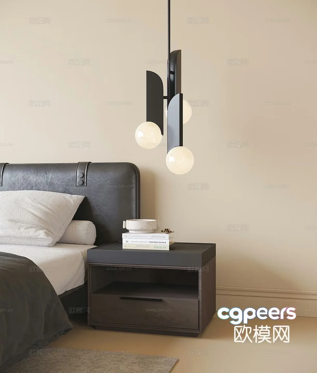 Modern bedside table Bedside chandelier 3d model
