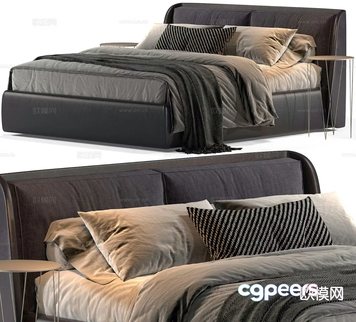 Modern double bed 3d model