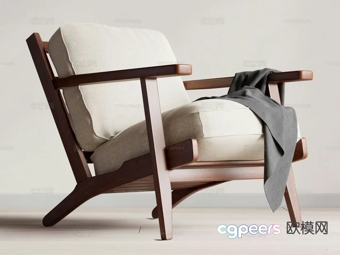 Wabi-sabi style armchair leisure chair 3d model