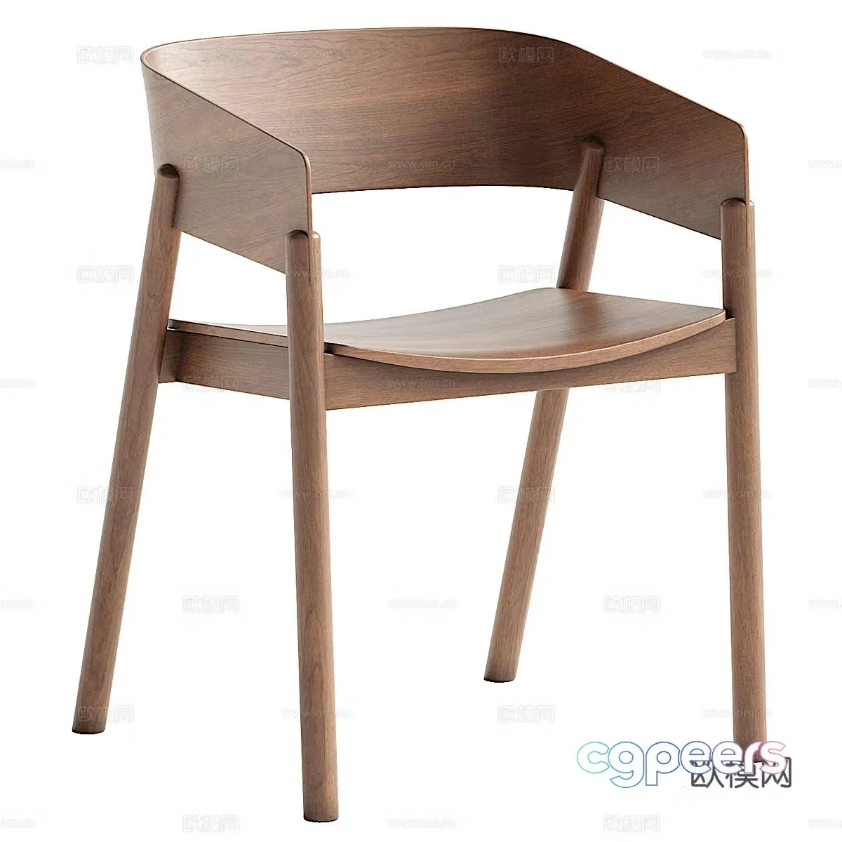 New Chinese style wooden single chair 3D model
