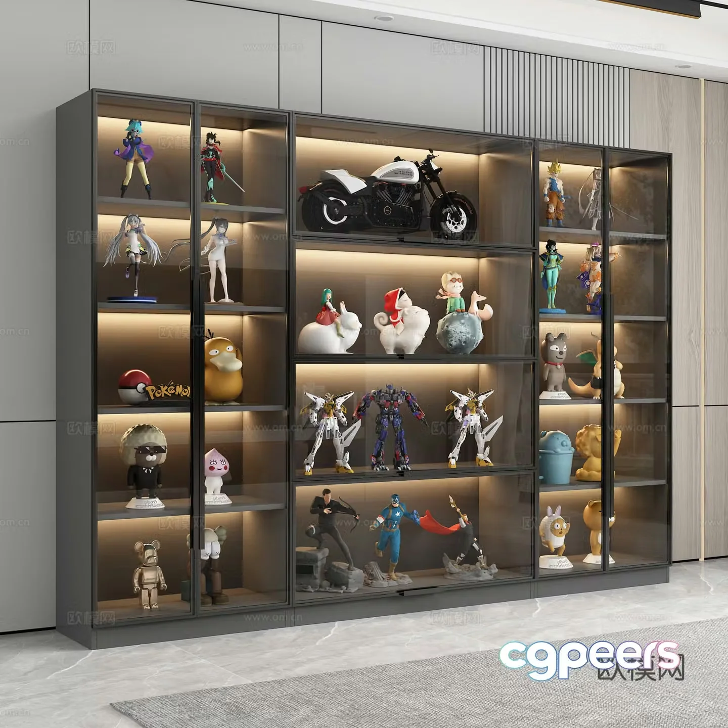 Storage cabinet glass cabinet figure cabinet figure toy 3d model