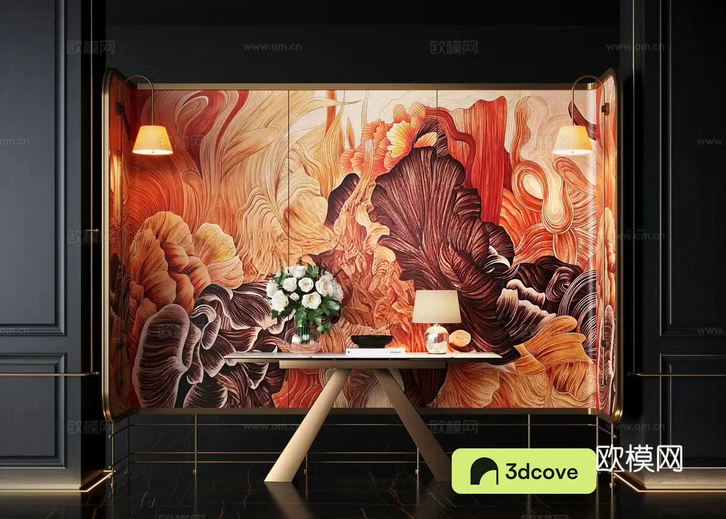 Modern end viewing platform flower potted plant entrance hall flower art table screen partition