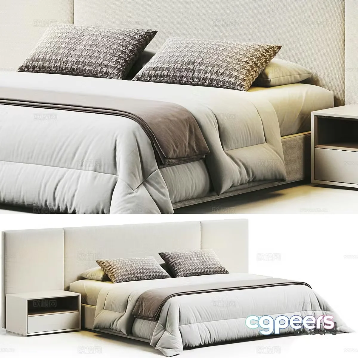 Modern Italian fabric double bed 3D model