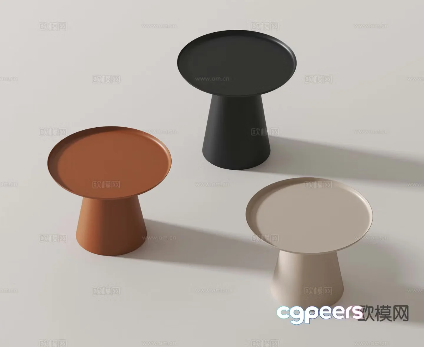 Modern side table corner table painted round table 3D model