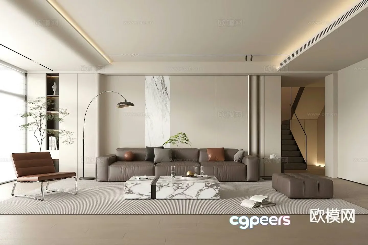Modern living room duplex living room 3d model