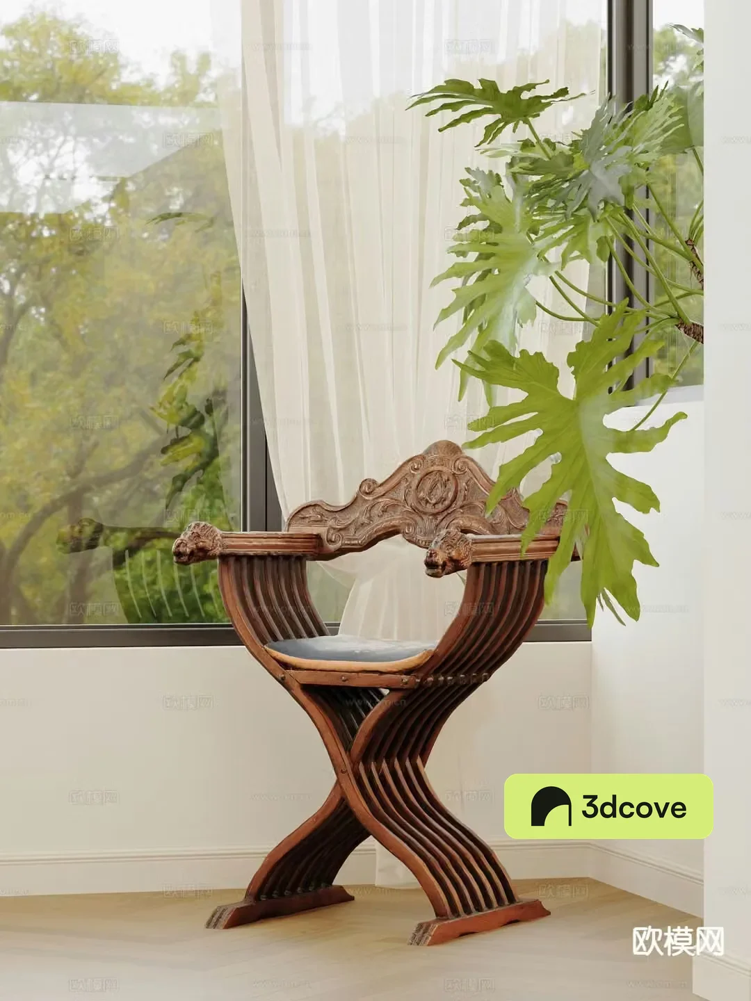 Medieval style single chair leisure chair dining chair solid wood chair