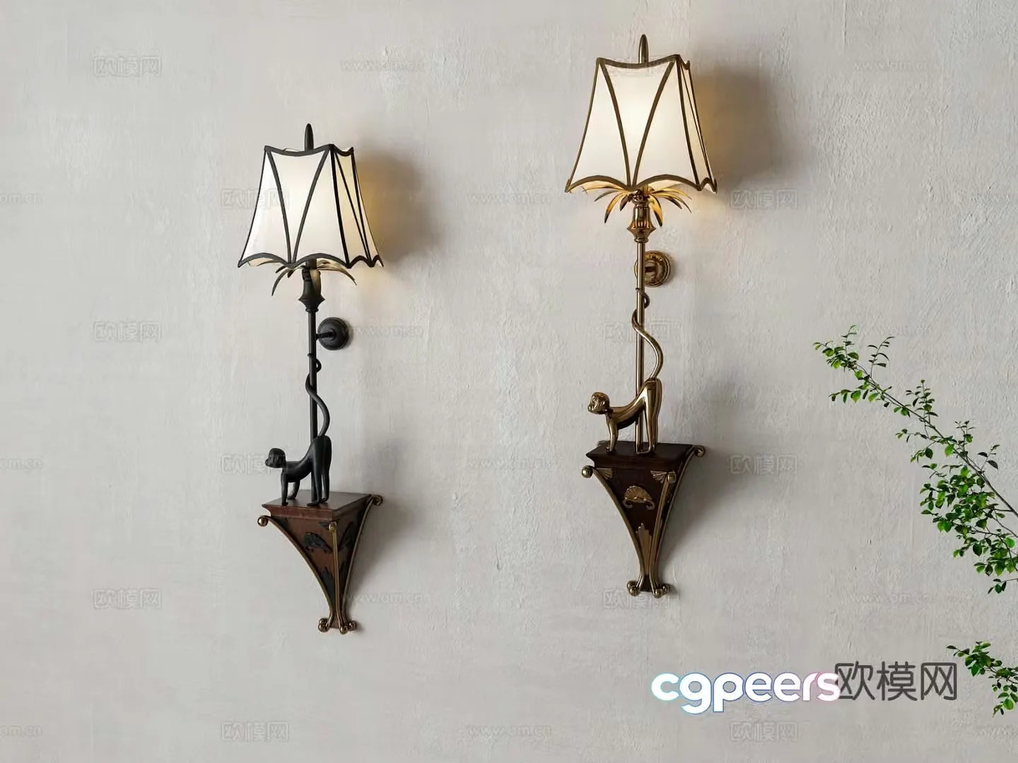 American wall lamp 3d model