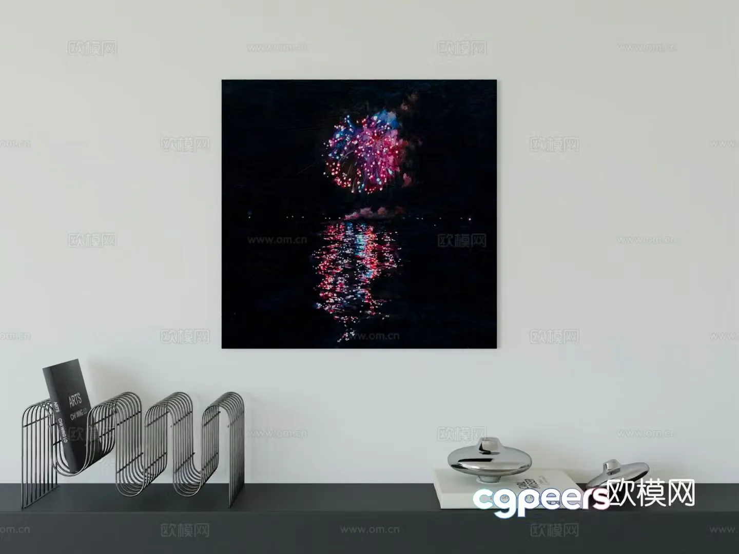 Modern minimalist hanging painting Bauhaus art hanging painting 3d model