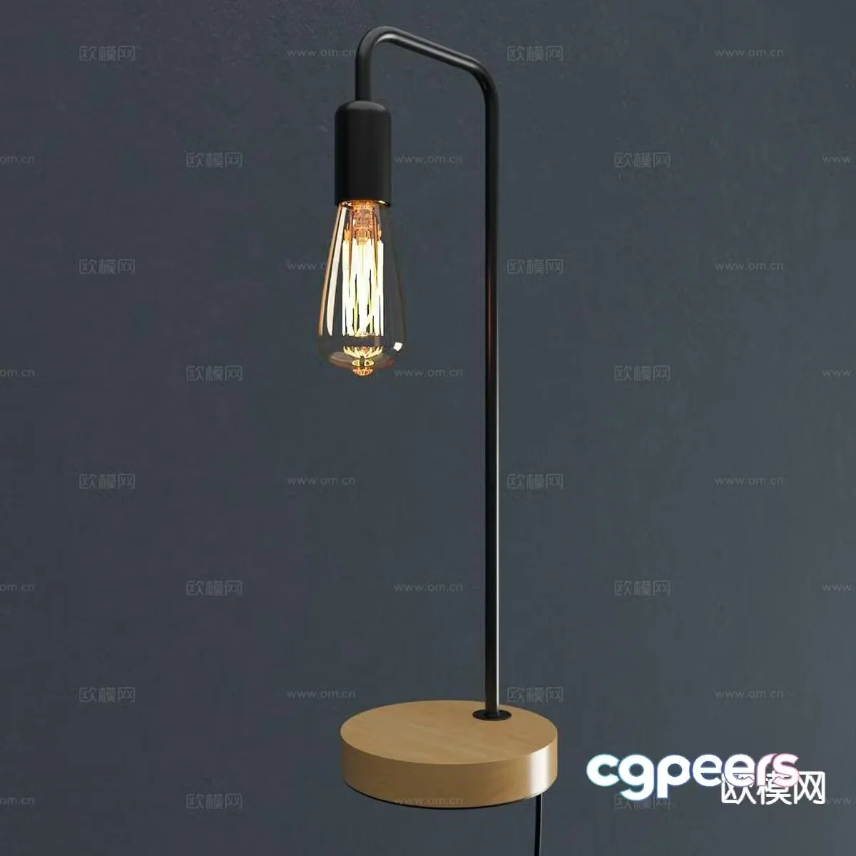 Industrial style desk lamp bulb desk lamp 3d model