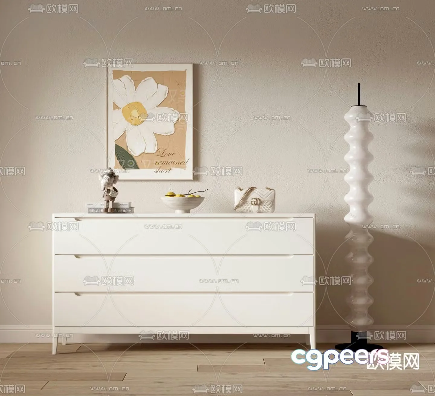 Creamy wind side cabinet porch cabinet end view cabinet 3D model