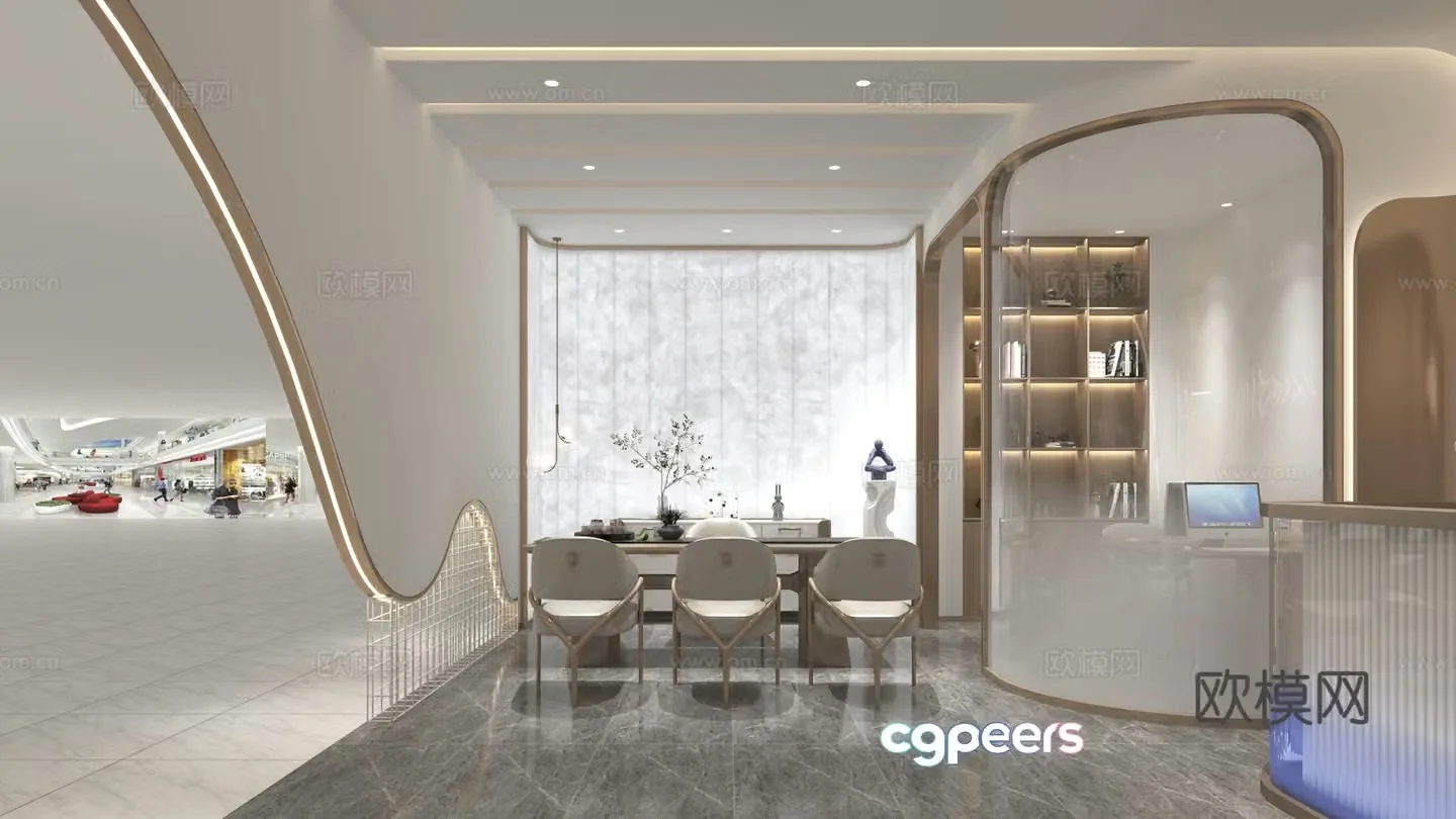 Modern shoe store lobby front desk casual waiting 3d model