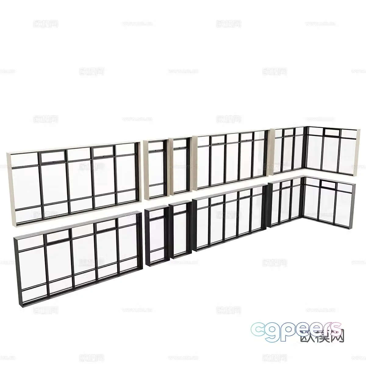 windows casement windows floor-to-ceiling windows 3d model
