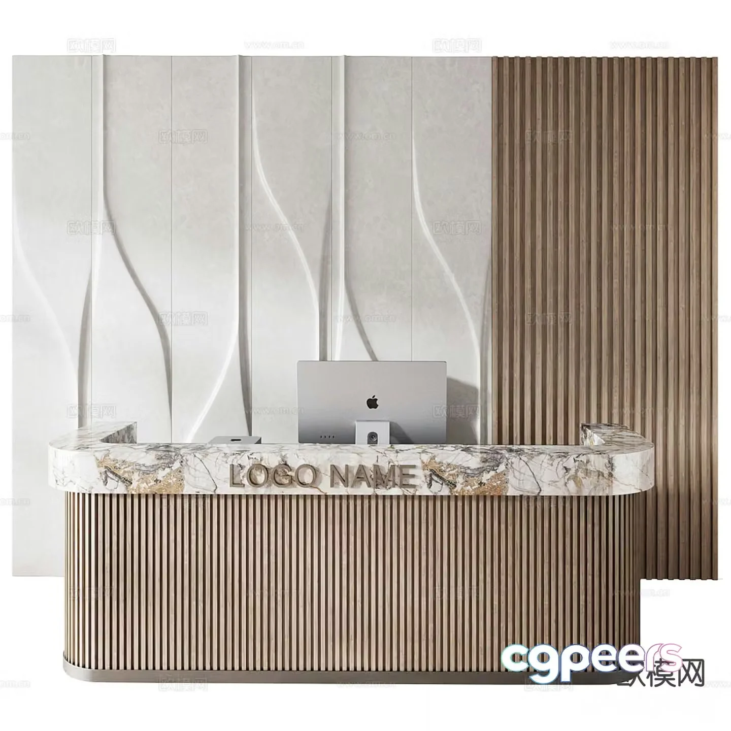 Modern front desk service desk reception desk 3d model