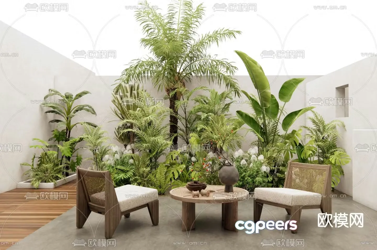 courtyard garden landscape 3d model