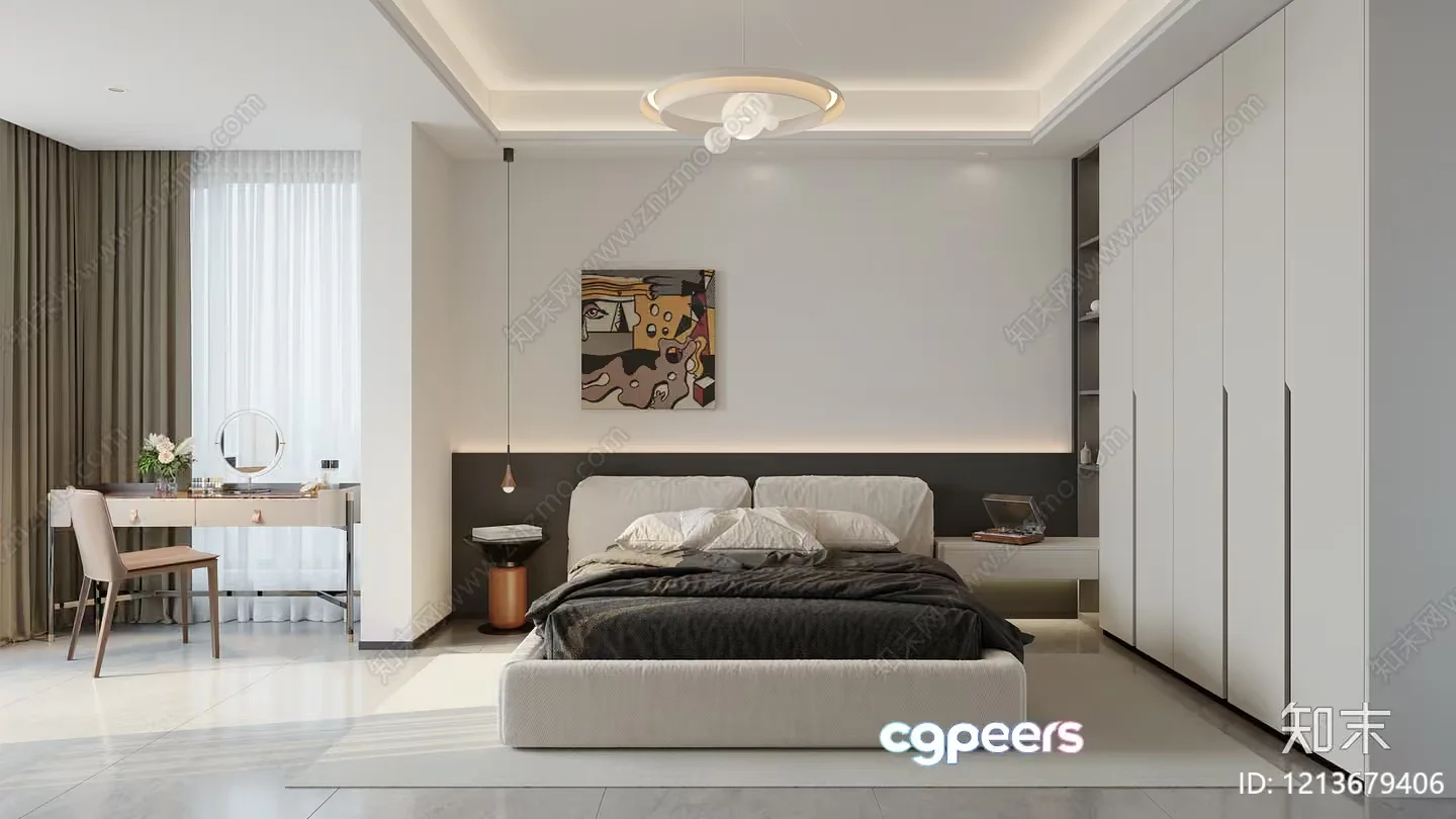 Cozy Modern Bedroom 3D Model – 16204 – VRAY Render
