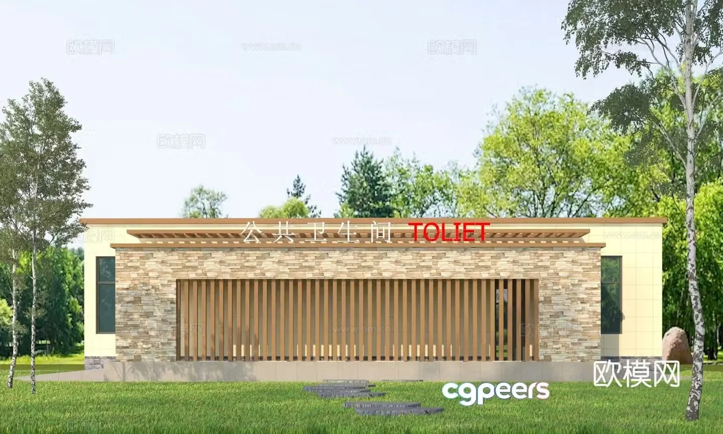 Modern public toilet 3d model