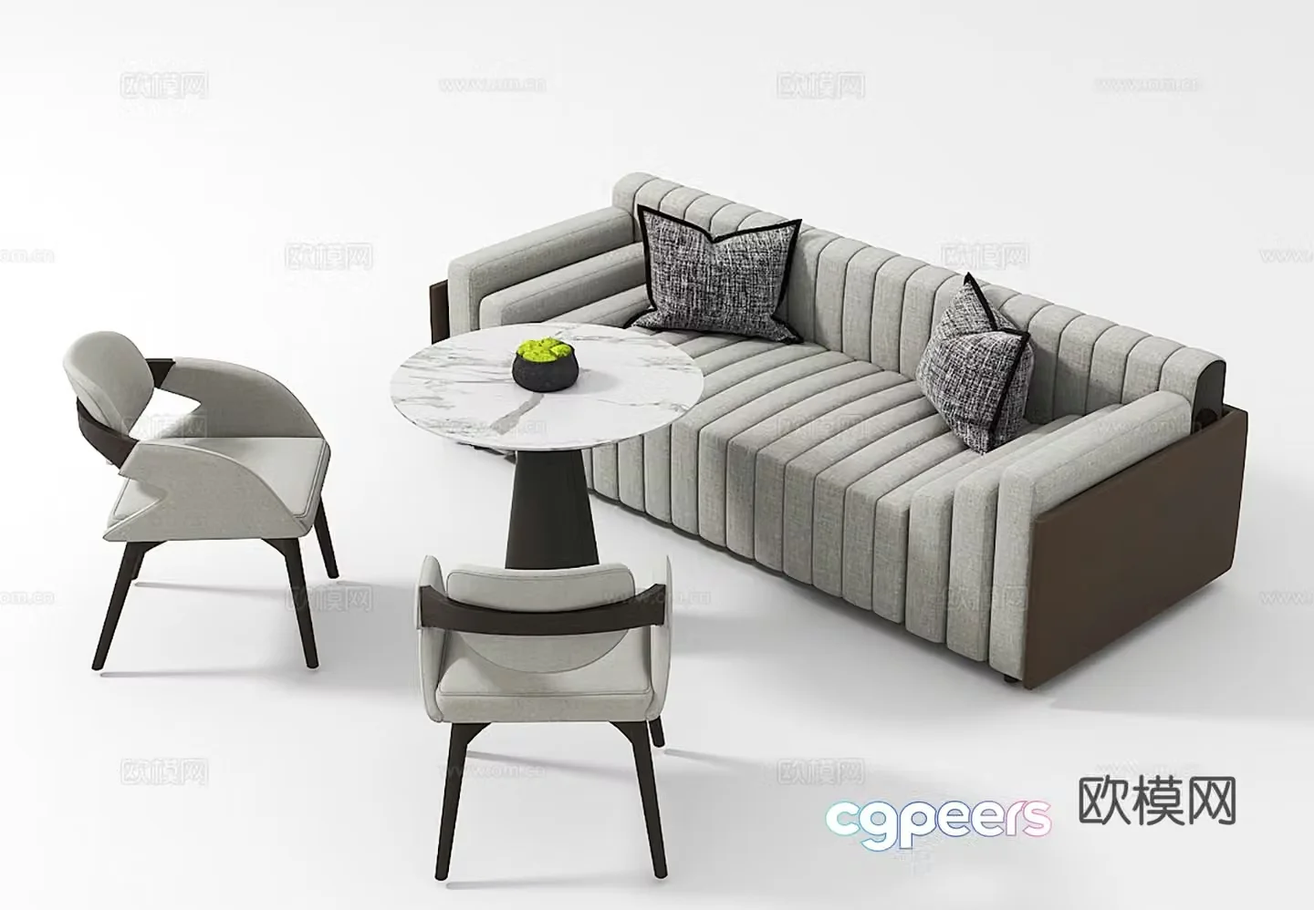 Modern negotiation sofa coffee table table chair combination 3D model