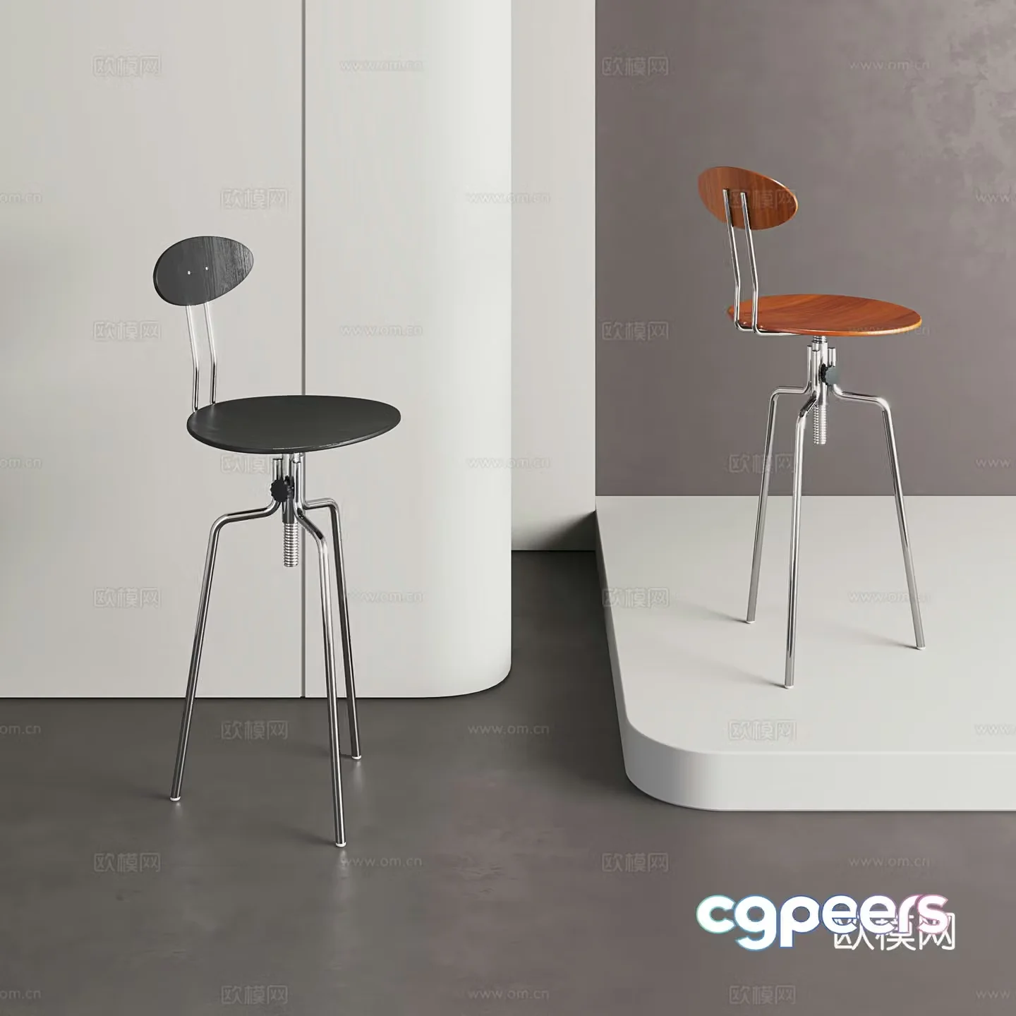 Light luxury high chair retro bar chair modern bar chair wrought iron bar chair casual bar chair 3d model
