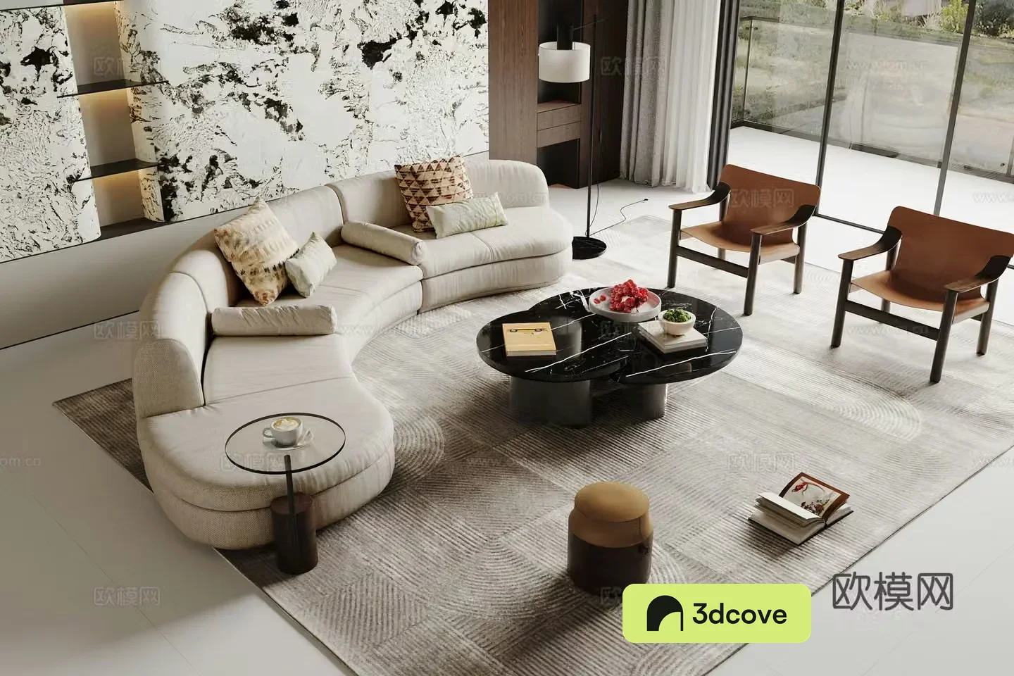 Modern sofa coffee table combination Multi-person sofa coffee table leisure chair living room sofa