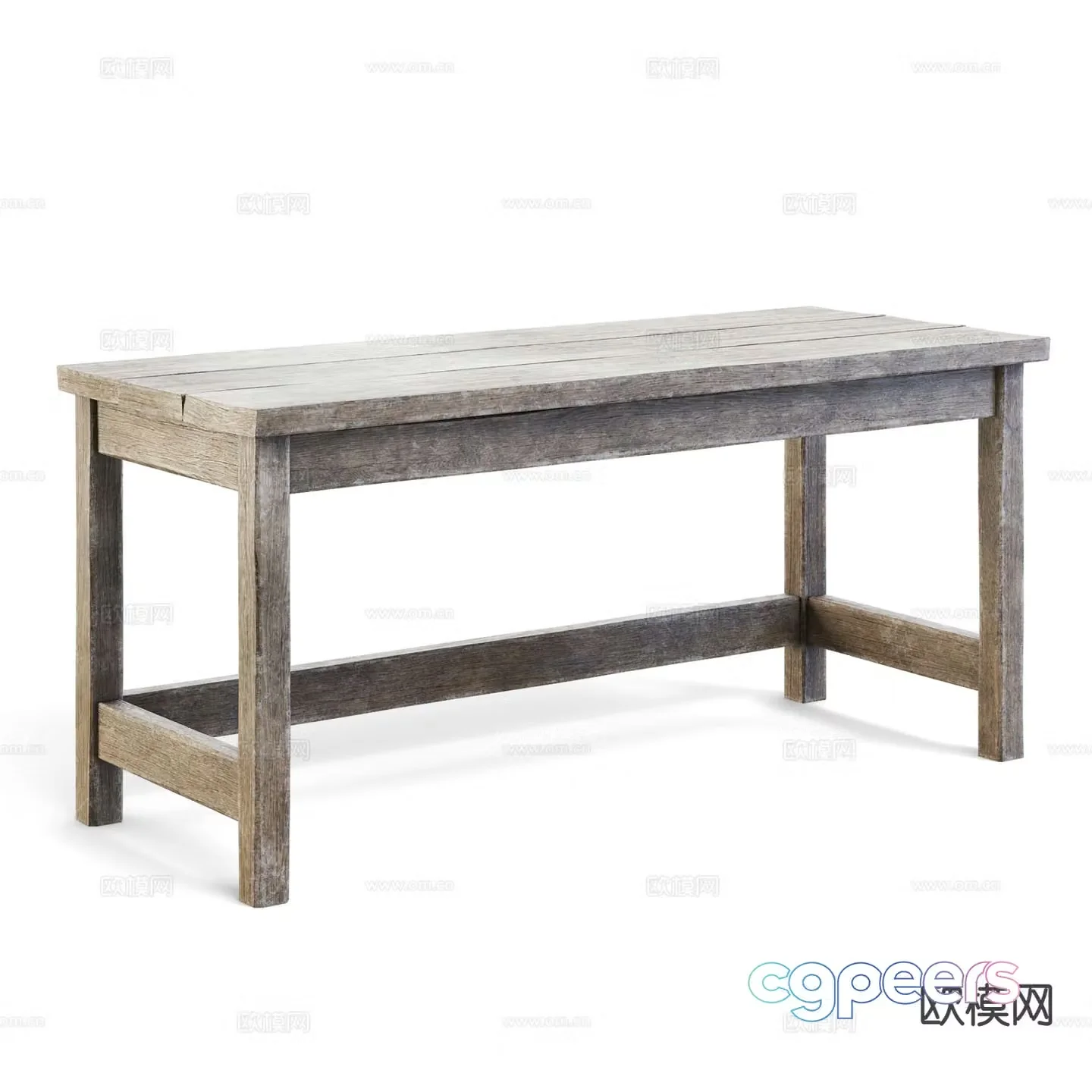 Log style table old wooden table old desk 3d model